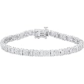 Dazzlingrock Collection 0.25 Carat Round & Baguette Diamond Ladies Cluster Tennis Bracelet, Sterling Silver