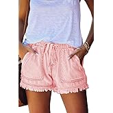 YOCUR Womens Lightweight Shorts Casual Baggy Trendy Hot Pants Elastic Waist Drawstring Comfy Shorts