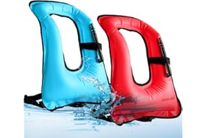 Meooeck 2 Pcs Snorkeling Vest for Adults Safety Inflatable Snorkel Vest for Swim Kayaking Travel