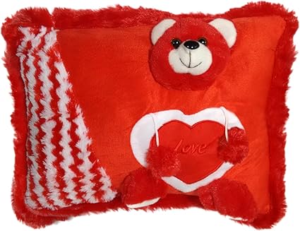 Ultra Red Teddy Soft Love Cushion Pillow, Red