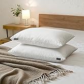 Farm to Home Feather and Down Pillows, 100% Organic Cotton Cover Pillows, Luxury Hotel Collection Bed Pillows for Sleeping, 20" x 28" Jumbo Size Set of 2