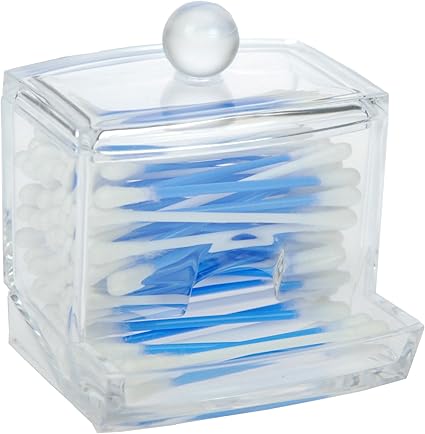Caja de acrílico vacío Fantasia para hisopos 9 x 10 cm: Amazon.es: Belleza