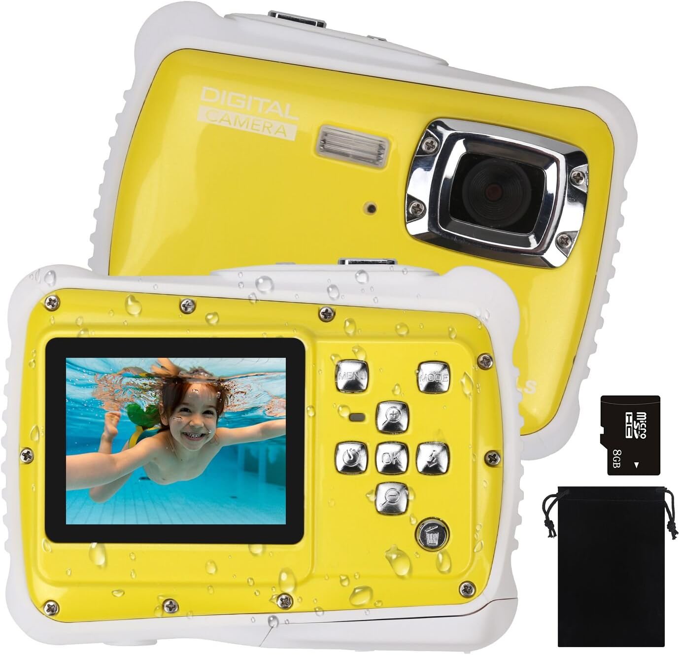 DECOMEN Kids Digital Camera, Underwater Camera Waterproof Camera with 8G SD Card 12MP HD Pixels for Children Boys Girls Gift Toys