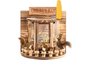 Squirrel Feeder for Outside, KISKVV Wooden Carbonized Squirrel Feeder Box for Corn Peanut, Large Stable Funny Nut Bar Chipmun