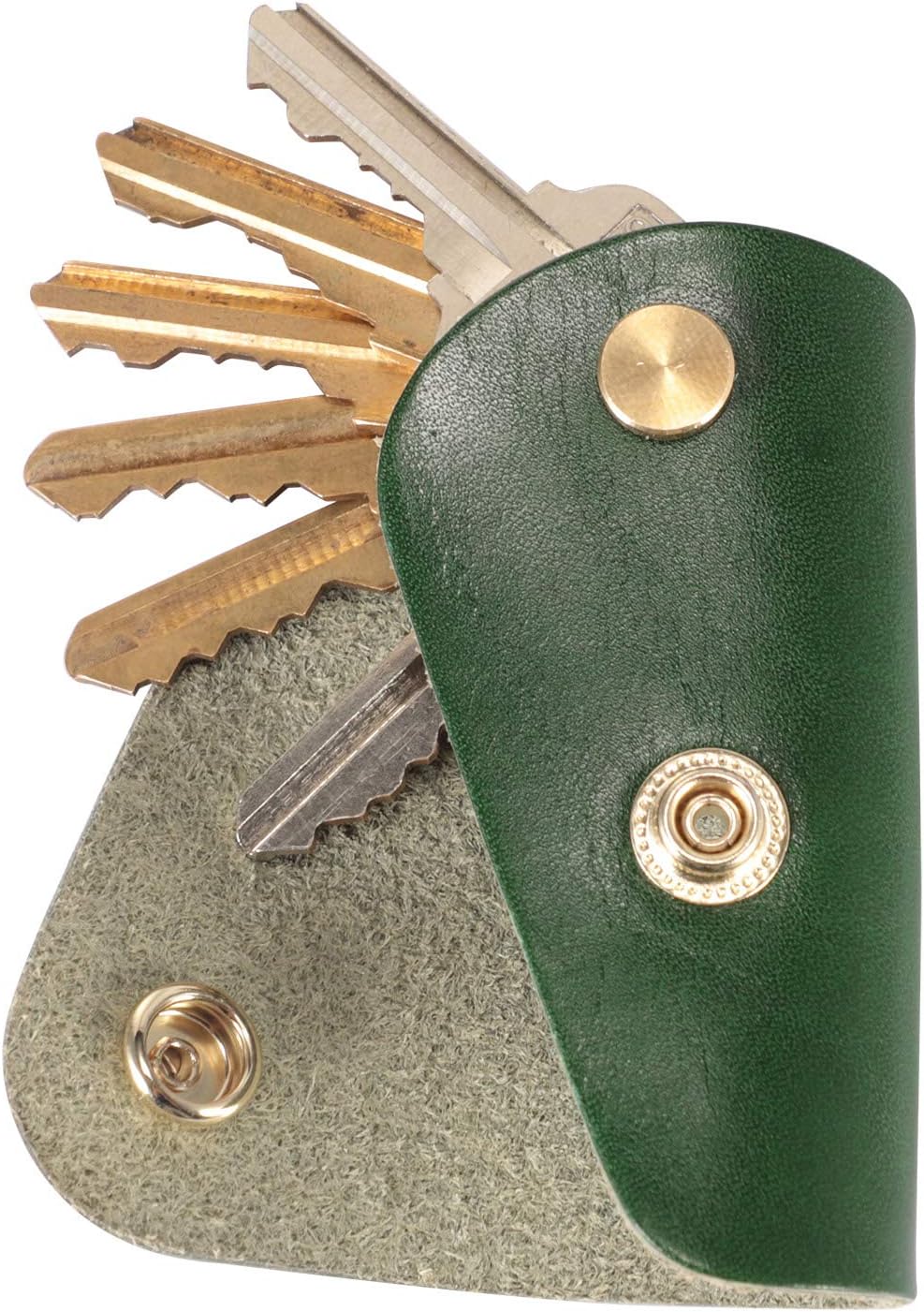 Leather Key Holder,JEXICASE Smart Key Organizer Package, EDC Stainless Steel Tool Holder, Secure Locking Mechanism for up to 8-10 Keys Dark Green