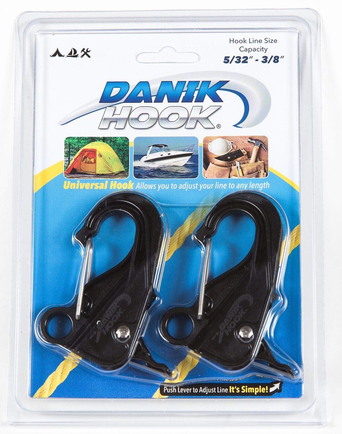 Danik Hook Mini Anchor Hooks, Pack of 2, High Strength Composite Adjustable Hooks, Easy to Use, Knotless Attaching System with Quick Release, Holds 300 lb.
