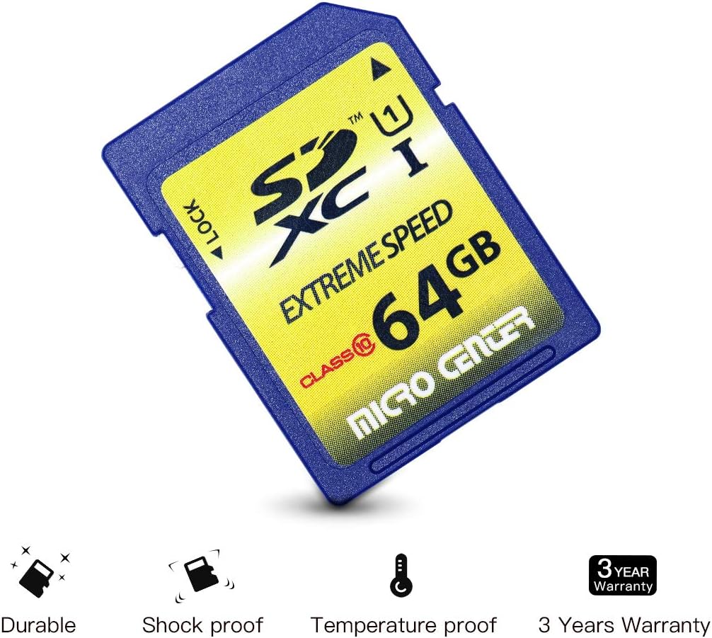Micro Center 64GB SD Card Class 10 SDXC Flash Memory Card (2 Pack): Computers & Accessories
