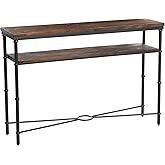 Creative Co-Op Saratoga Rustic Solid Wood and Metal Console Table with Storage Shelf, Ash Brown