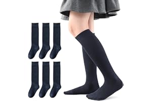 MINI PANDA 6 Pairs of Girls and Boys Knee High Socks, Soft Kids School Uniform Socks long socks