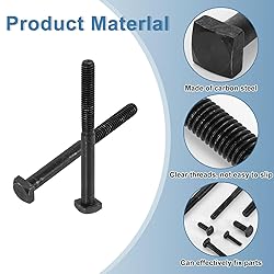 uxcell 5Pcs Square Head Bolts, 3/8-16x4 Black Oxide