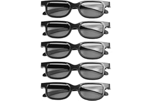 SUPVOX 5 Pcs 3D Glasses: Circular Polarized Non-Flashing Passive 3D Glasses - Frosting Plastic Polishing Black Frame, Ultra-Light - No Nose Pressure Viewing Glasses for Home and Cinema