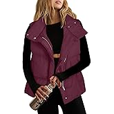 ANRABESS Women Puffer Vest Sleeveless Zip Up Stand Collar Quilted Lightweight Jacket Winter Warm Puffer Padded Down Outerwear