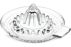 Abbott Collection Citrus Reamer with Spout and Handle, 5.5-Inch, Glass, Clear