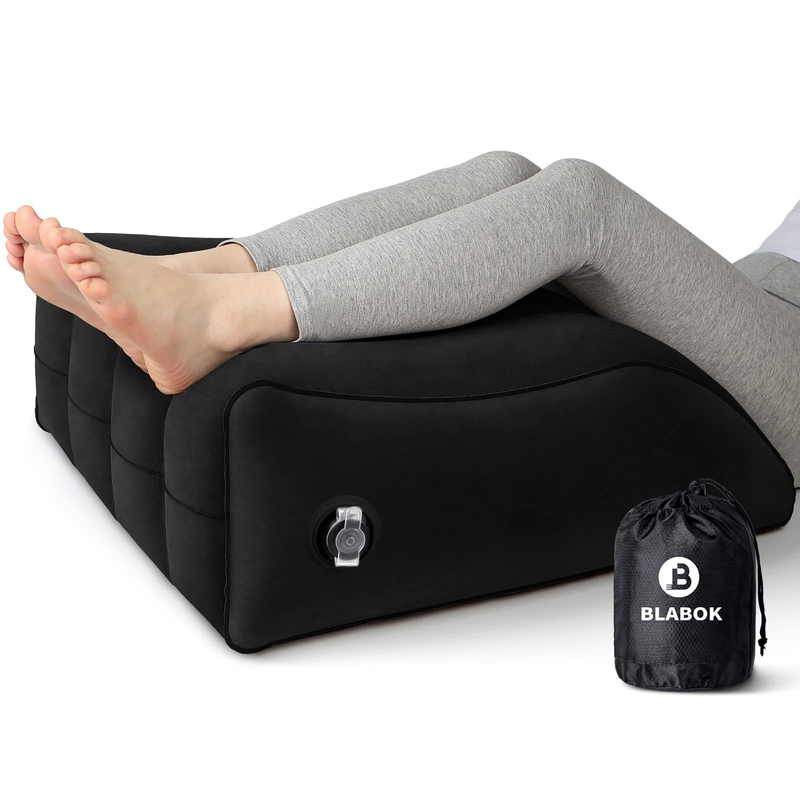Photo 1 of Wedge Pillow for Sleeping - Inflatable Leg Elevation Pillow for Swelling,Circulation,Leg & Back Pain Relief,Leg Support Pillow,Leg Wedge Pillows for After Aurgery,Hip,Foot,Ankle Recovery (Black)