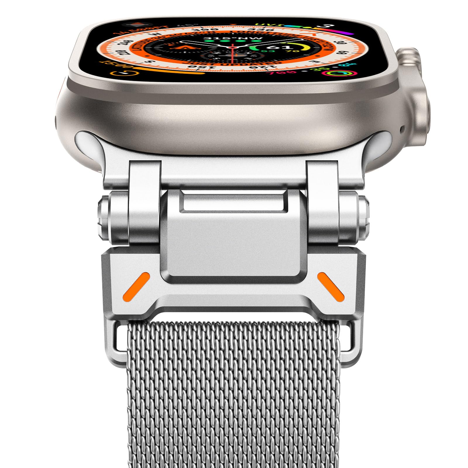 NewWays Metal Strap Compatible with Apple Watch Straps 49mm 46mm 45mm 44mm 42mm(Series 3 2 1),Milanese Magnetic Replacement Band for iWatch Ultra 2/Ultra Series 10 9 8 7 6 5 4 3 2 1 SE,Silver