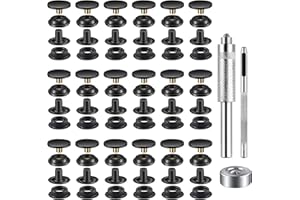 18 Sets Black Snap Fastener Kit Button Tool, Leather Snap Buttons Press Studs, Metal Snaps with 3PCS Clothing Snaps Kit Fixin