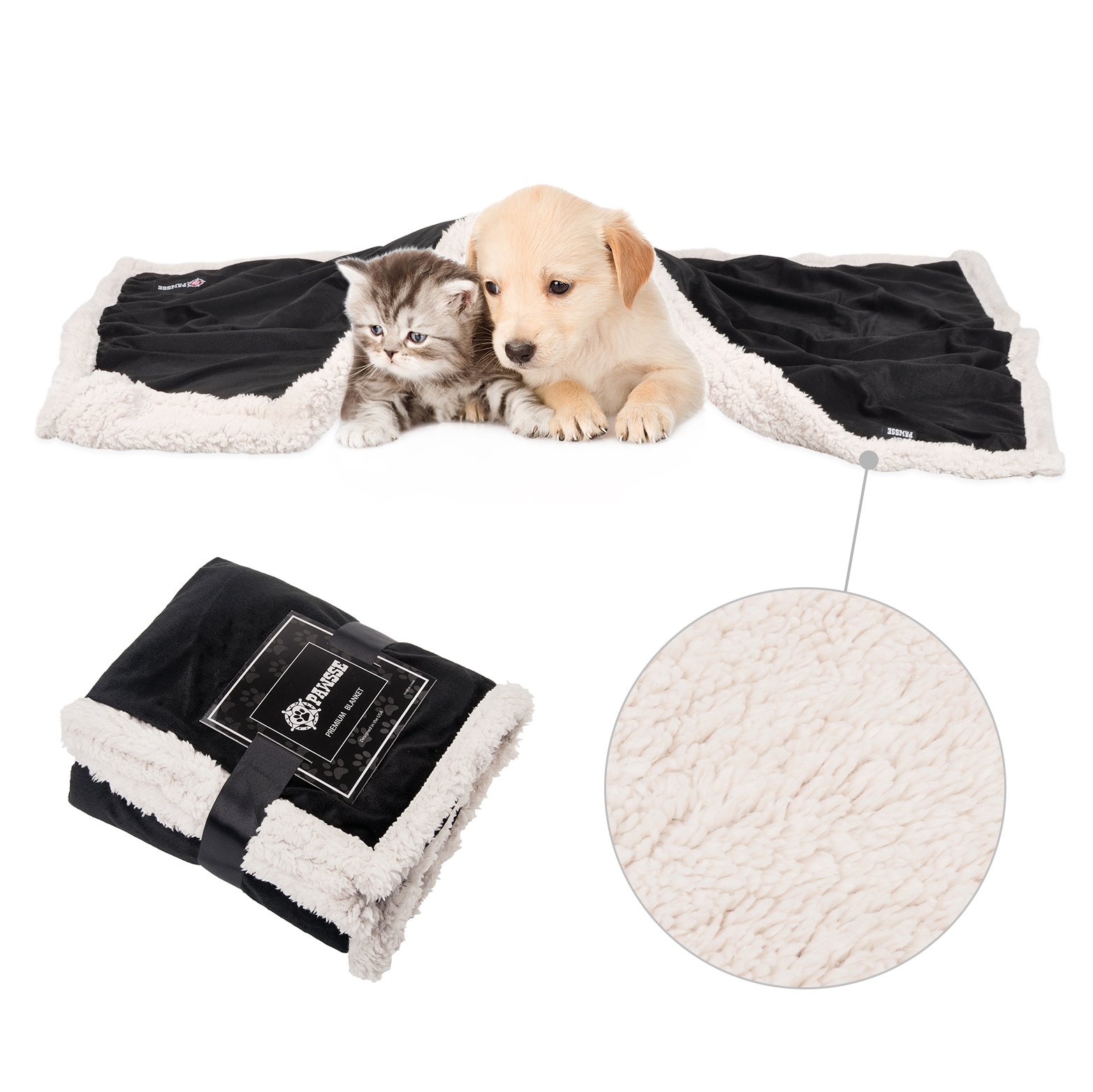 Pawsse Premium Puppy Blanket, Fleece Cat Blanket, Sherpa Throw Pet Mat for Small Animals 114cm x 76cm (45\
