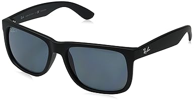 Ray-Ban 0RB4165 Justin Classic Sonnenbrille Large (Herstellergröße: 55), Schwarz (Gestell: Schwarz, Gläser: Polarized Blau Kl