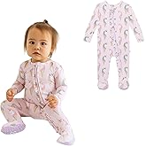 Posh Peanut Footie Pajamas for Baby Girls – Sleepers in Ultra-Soft Viscose from Bamboo with 2-Way Zipper & Ruffle Trim
