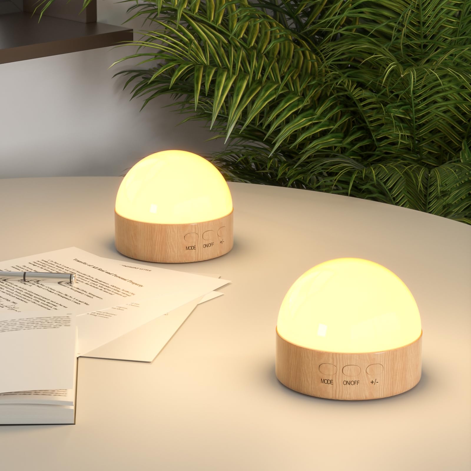 Kintion LED Night Light, USB Rechargeable Night Lights for Adults, Dimmable 8 Color Lightings with RGB Mode, Portable Nursery Night Lamp for Baby Breastfeeding, Small Bedside Lamp, Brown 2 PCS