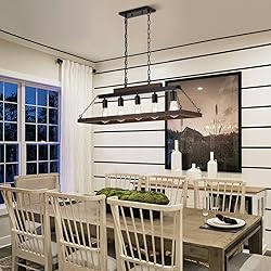 Rustic Rectangular Wood Chandelier for Dining Room