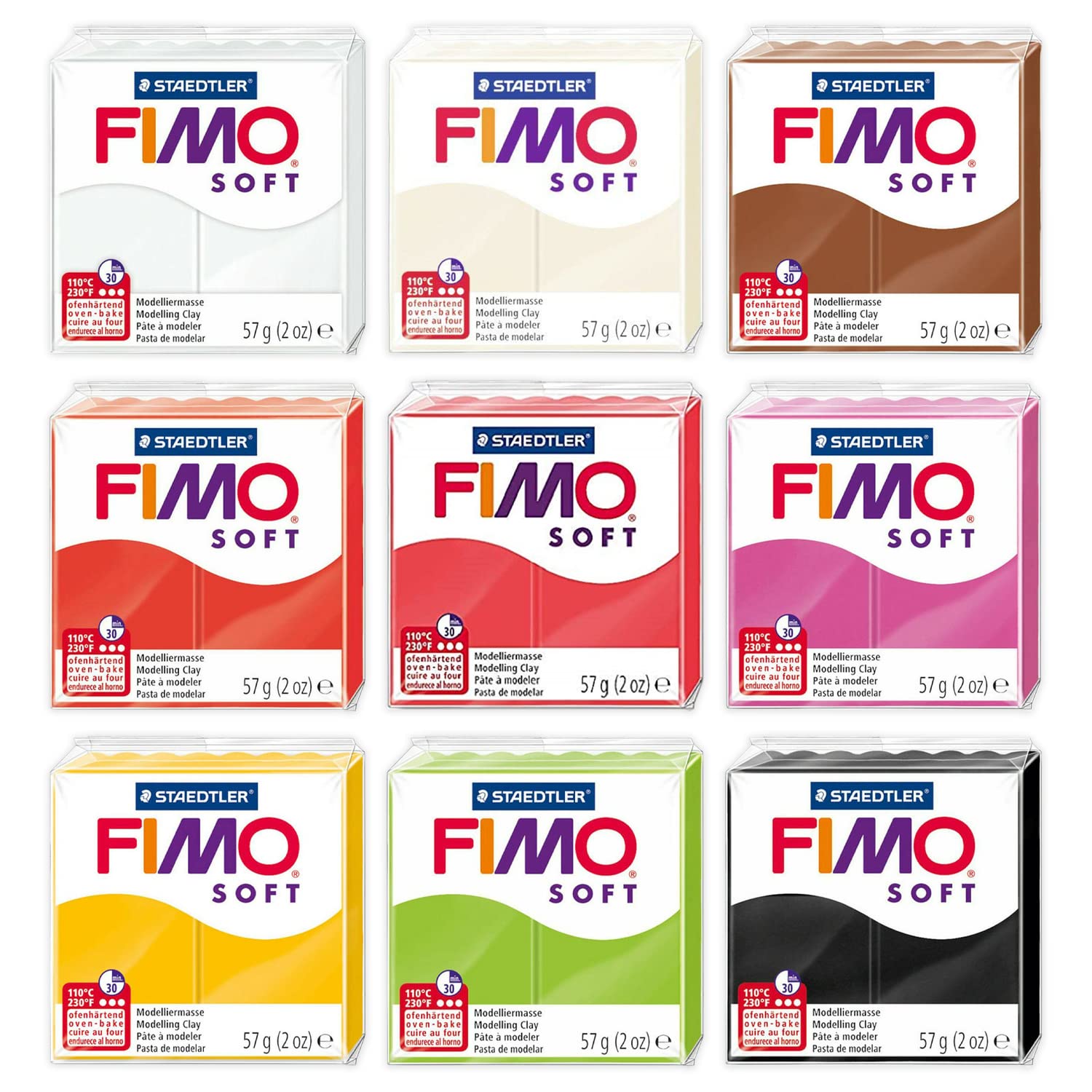 FIMO Soft & Effect Polymer Oven Modelling Clay - 57g - Set of 9 - The Christmas Candy Collection
