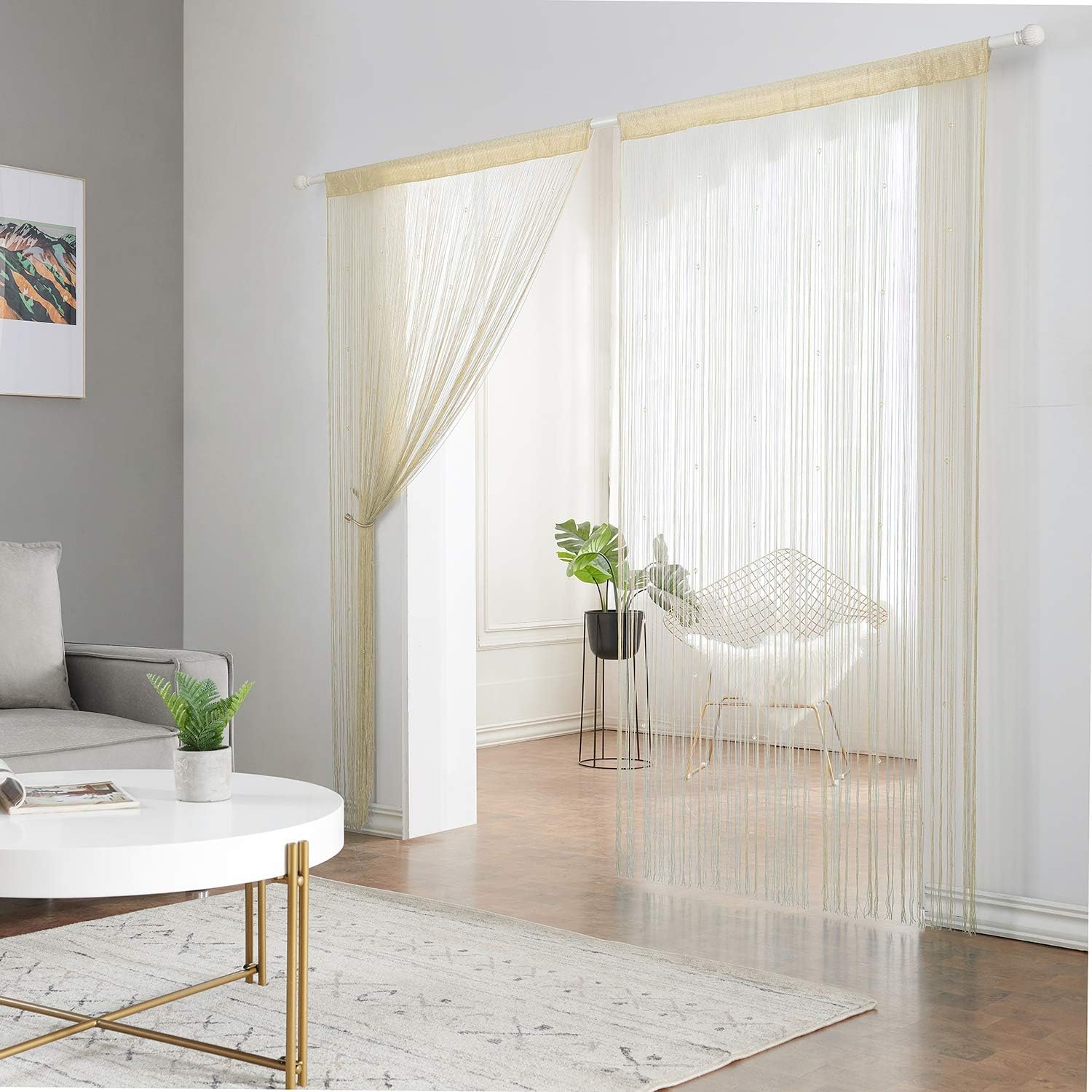 Amazon Com Taiyuhomes Knitting Beaded String Curtains With Pearl