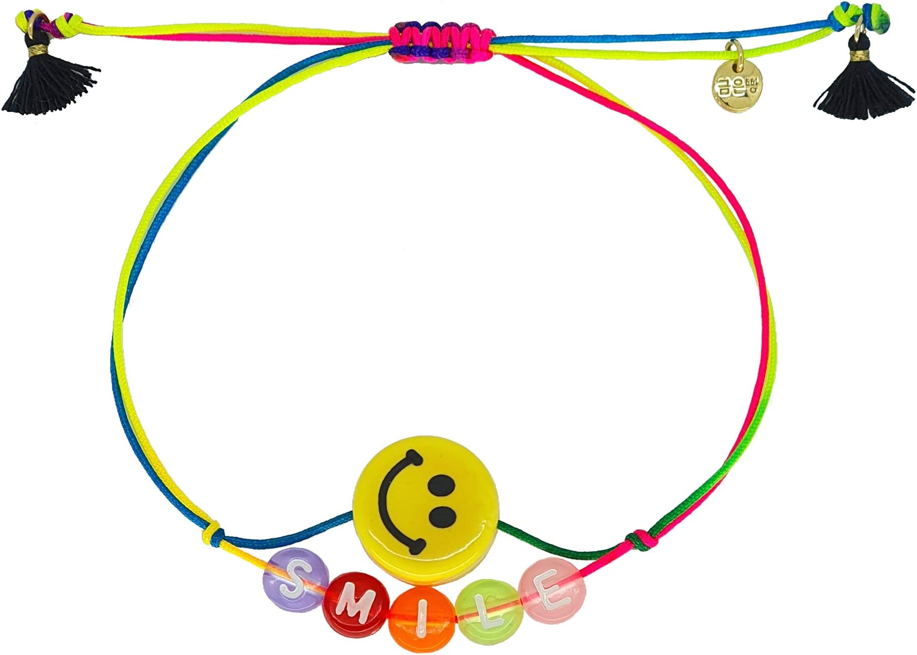 Geumeunbbang Yellow Ceramic Smile Bead with Positive Words Adjustable Size Handmade Bracelet