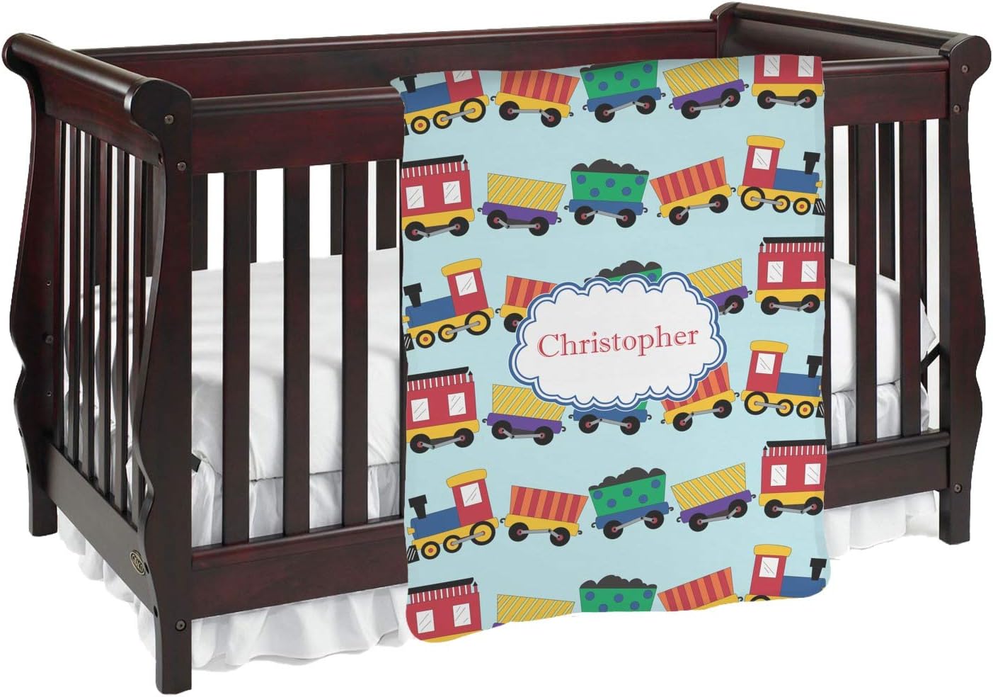 Trains Baby Blanket (Double Sided) (Personalized) Home