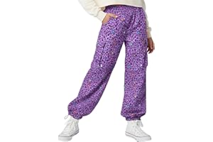 WELAKEN Lightweight Silky Jogger Pants for Girls Kids & Toddler Warm Weather Cargo Loose High Waisted Pants