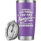 MAQLON Sometimes You Forget Your Awesome Birthday Gifts for Women Inspirational Tumbler for Women Mom Wife Best Friend Thank You Gifts Appreciation Purple 20oz