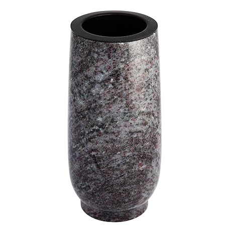 Afterglow Klassische Grabvase aus echtem Granit Orion (dunkel) Höhe 20 cm/Ø 10 cm Grabschmuck Wetterfest frostsicher Granitva