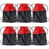 ICObuty Sports Gym Bag Sack Cheerleading Cheerleader Drawstring Backpack 6 Pack Men Women 210D Polyester (Red/Black)