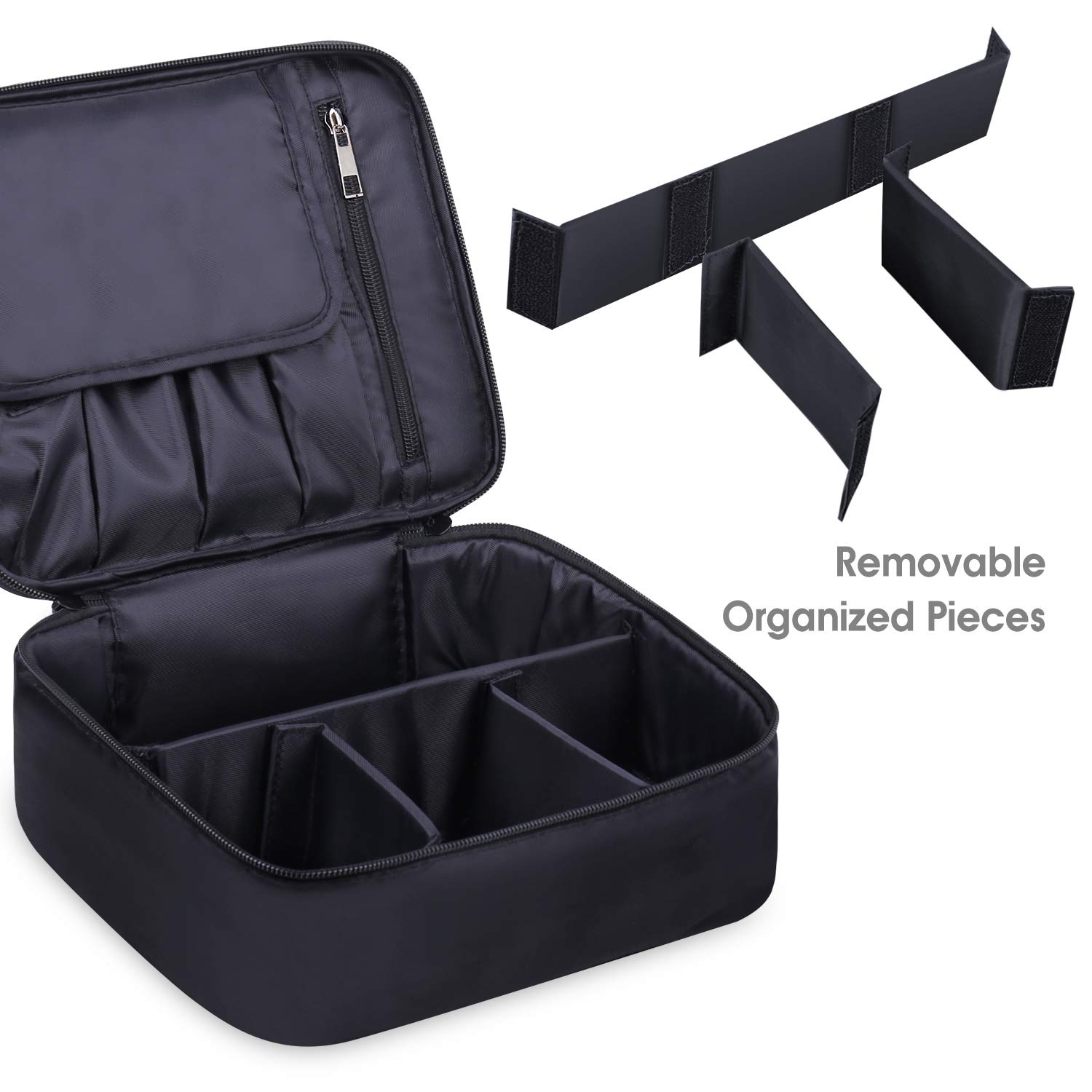 Travel Makeup Bag Large Cosmetic Bag Make up Case Organizer for Women and Girls (A-Black) : Beauty
