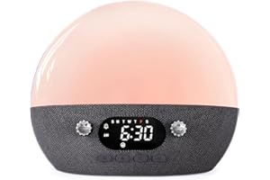 MOMILLA Sunrise Alarm Clocks for Bedrooms, Bluetooth Speaker w/White Noise Sound Machine, Kids Alarm Clock for Heavy Sleeper, Wake up Light Sunrise Lamp, Chirstmas Gifts for Boys and Girls Adults