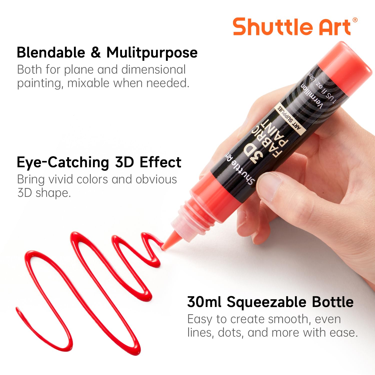 66 Colors Fabric Paint, Shuttle Art 3D Fabric Paint with Stencil and Brushes, Permanent Textile Paint Includes Neon, Metallic, Glitter and Glow in the Dark Paint, Ideal for Clothing and DIY Decoration