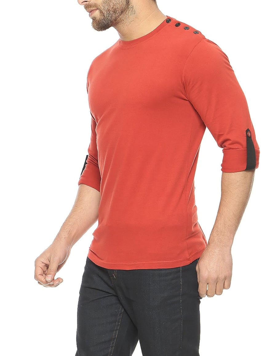 gritstones men's cotton full sleeve t-shirt rust