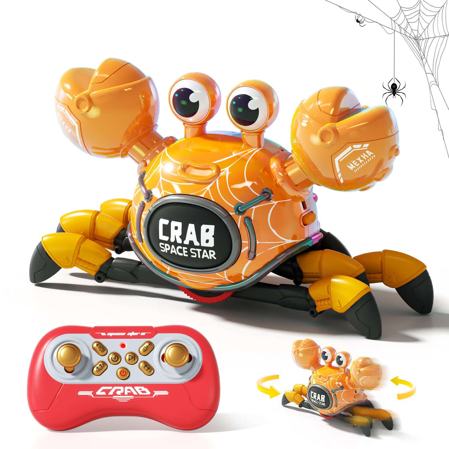 Photo 1 of Remote Control Robot Crab Toy,Rechargeable With LED Lights And Music, Fast Crawling 360-Degree Stunt Rotation, 2.4GHz RC Robot Toys, 3 4 5 6 7 8 9 10 Birthday Gifts For Boys And Girls?Yellow)