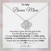 FluffStyle Bonus Mom Necklace Gift from Daughter or Son Stepmom Birthday from Bonus Child Mother's Day Christmas Jewelry for Stepmother Unbiological Mom with Message Card and Gift Box