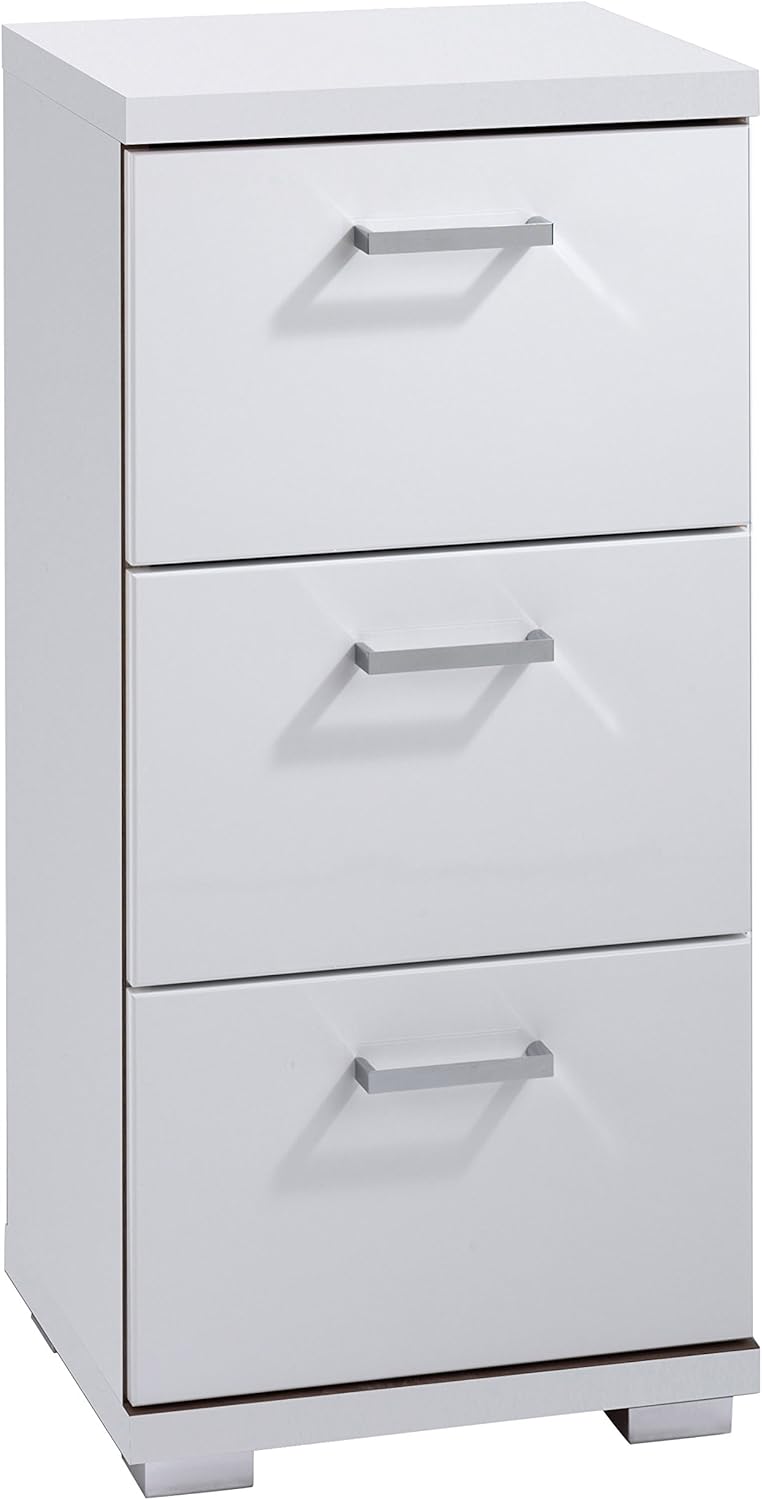 HOMEXPERTS Badezimmer Seitenschrank NUSA in Hochglanz weiß lackiert