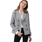 Allegra K Women's Notched Lapel Double Breasted Pea Coat