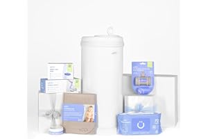 Ubbi Diaper Changing Value Gift Set, Includes White Diaper Pail, Absorbing Gels, Travel Changing Mat, Pail Waste Bags, On-The