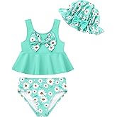 Redair Toddler Girl Swimsuit Baby Bikini Bathing Suit Ruffle Swimwear with Hat Pool Beach for 18Months-6T