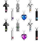 Henoyso 12 Pcs Urn Necklace for Ashes Bulk Cremation Cross Heart Cubic Jewelry Stainless Steel Memorial Locket for Men Women
