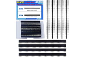 EGSCST 30PCS 2.54mm Male and Female Pin Headers Connector 40Pin Single Row Breakaway Stackable Header Pins Connectors for Arduino Prototype Shield and Electronic PCB Board