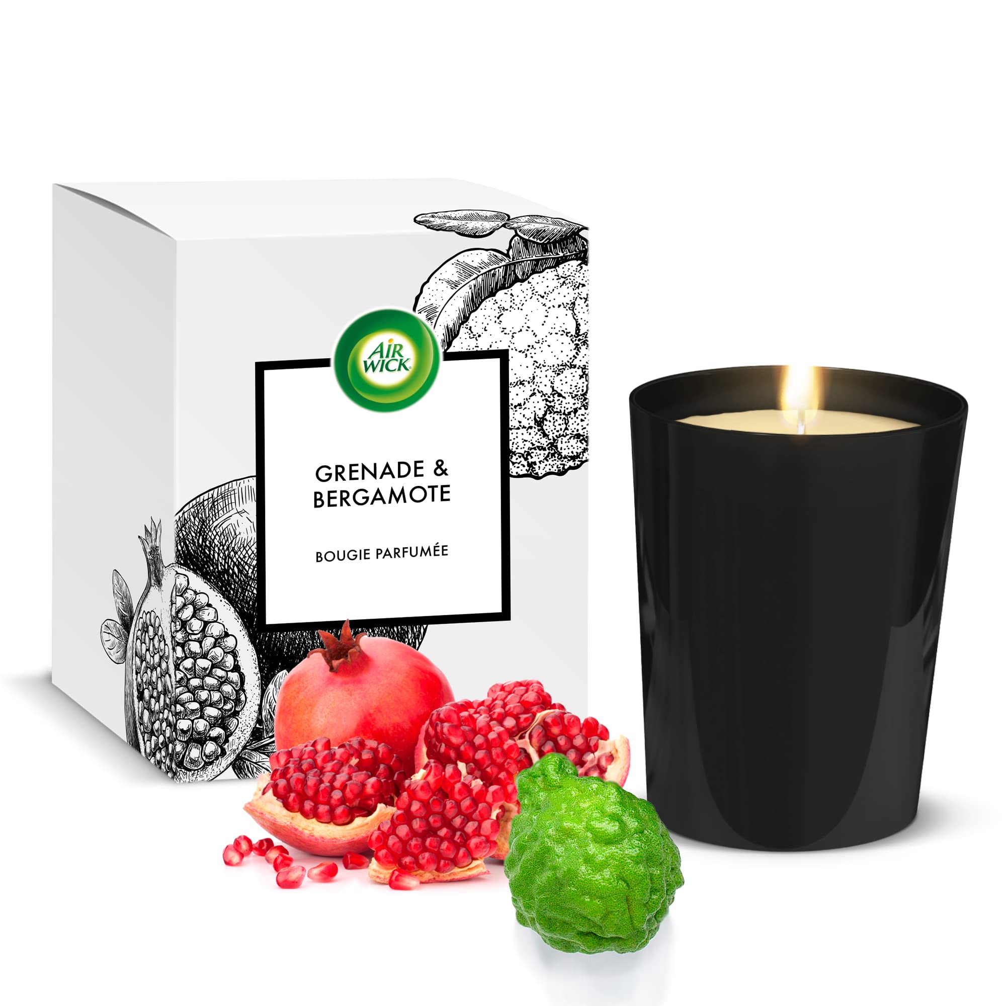Air Wick Scented Candle, Pomegranate and Bergamot Fragrance, Garden Scents Premium Range