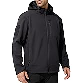 FREE SOLDIER Men's Lightweight Softshell Jacket Winter Fleece Lined Hooded Rain Waterproof Hiking Outdoor Jackets