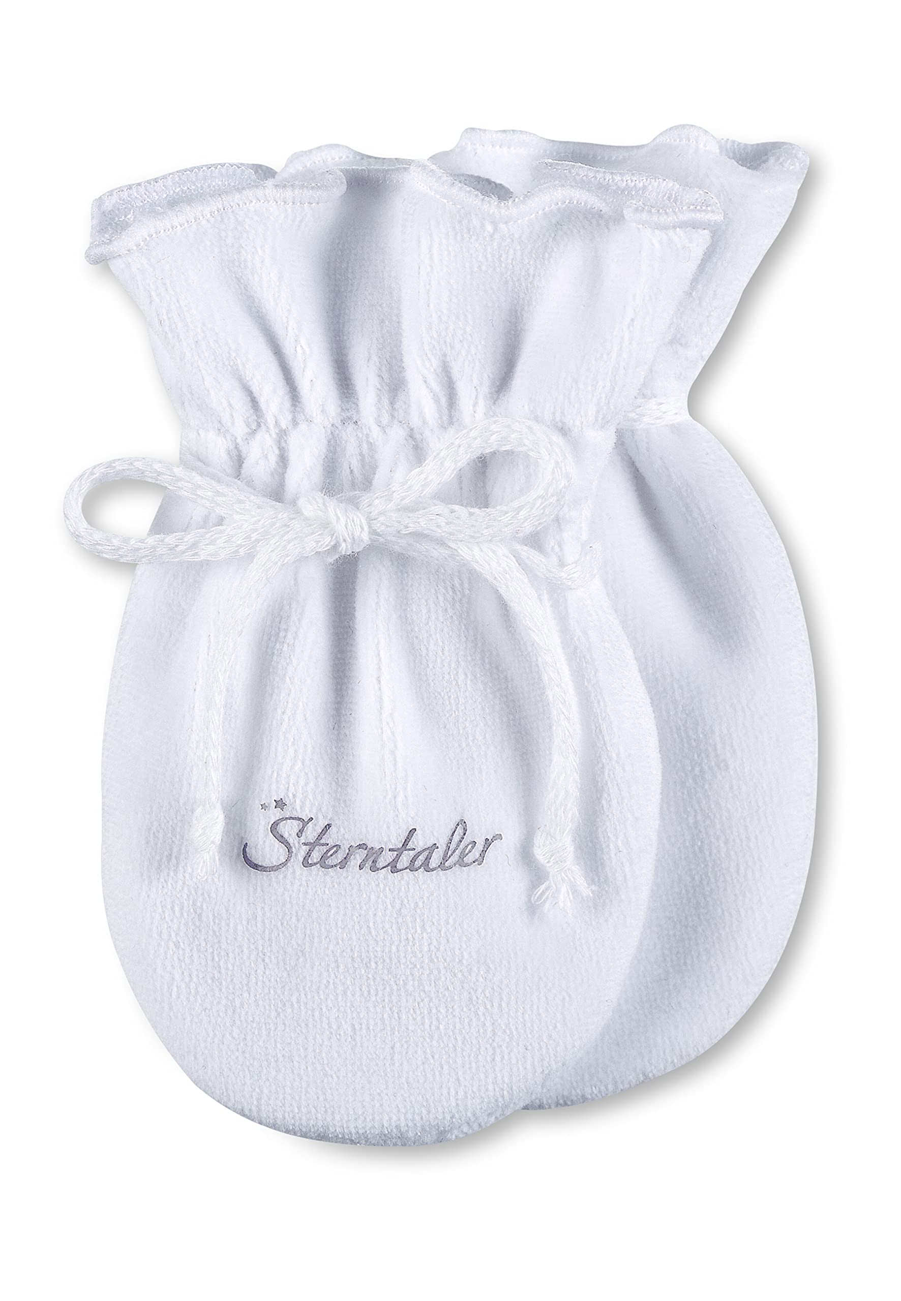 Sterntaler Unisex Baby Scratch Mittens In Soft Velour For Babies, Age: 0-6 Months, Size: 0, White Mittens, White (Weiss 500), One Size (Manufacturer Size: 0)