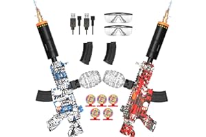 JOYKEY 2 Pack Splatter Blasters, Electric Auto Splat Blaster - LED Light Up, 20000+, 600 Hopper, Outdoor Team Play Game Activities, Rechargeable Battery, Age 12+ Year Up (Red+White)