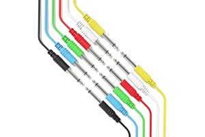 ExcelValley - Mono Instrument Guitar Cable - Patch Lead TS 6.35mm 1/4" - Eurorack Synth Synthesizer [6A-Pack | 60 cm - 23.62"